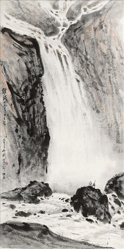 318,318艺术,关山月,国画,国画山水,《飞瀑》